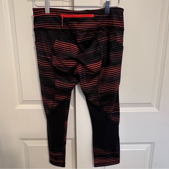 Lululemon Leggings 6 Pace Rival Crop Luxtreme Twisted Dune Red Black Pants Run - Picture 12 of 16